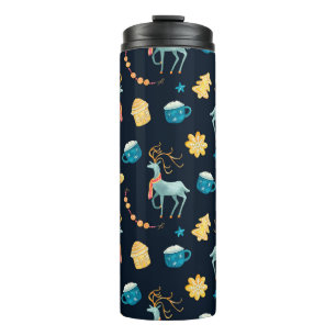 Watercolor seamless pattern with christmas deers g thermal tumbler