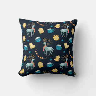 Watercolor seamless pattern with christmas deers g throw pillow