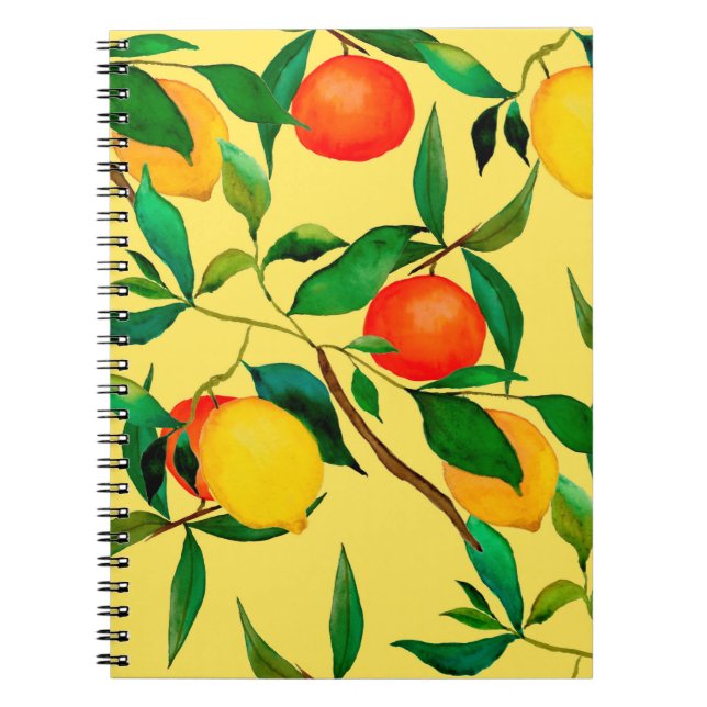 Watercolor seamless pattern with citrus fruits.  notebook (Front)