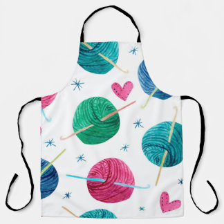 Watercolor seamless pattern with colorful balls of apron