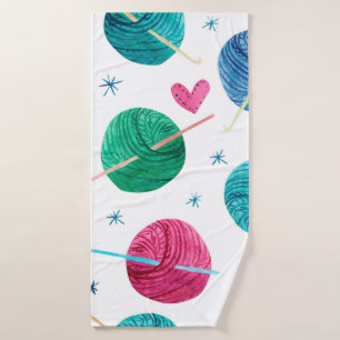 Watercolor seamless pattern with colorful balls of bath towel