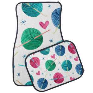 Watercolor seamless pattern with colorful balls of car floor mat