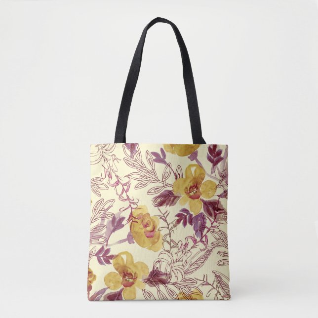 Watercolor Seamless Pattern with Contoured Element Tote Bag (Front)