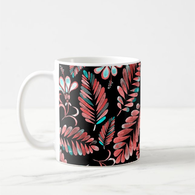 Watercolor seamless pattern with flower background coffee mug (Left)