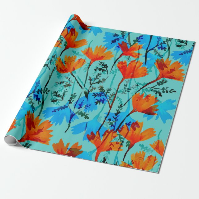 Watercolor seamless pattern with hand drawn simple wrapping paper (Unrolled)