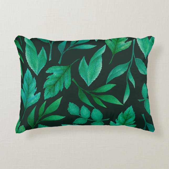 Watercolor seamless pattern with hand painted blue accent pillow (Front)