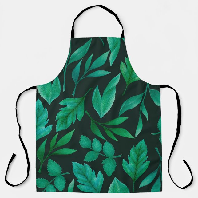 Watercolor seamless pattern with hand painted blue apron (Front)