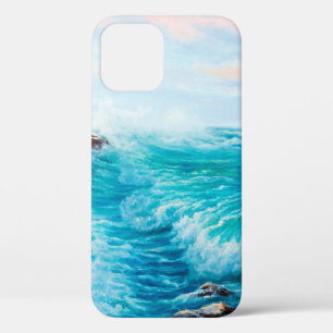 Watercolor seamless pattern with hand painted blue iPhone 12 case