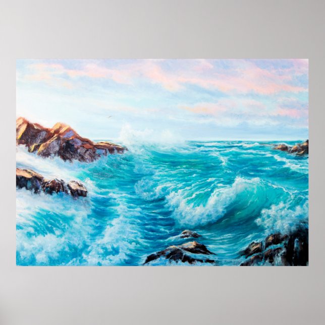 Watercolor seamless pattern with hand painted blue poster (Front)