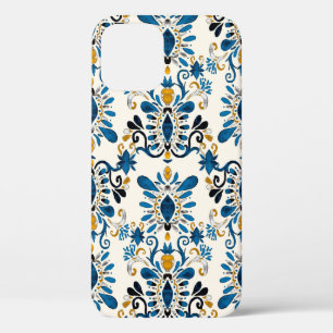 Watercolor seamless pattern with ikat. Tie dye wat iPhone 12 Case