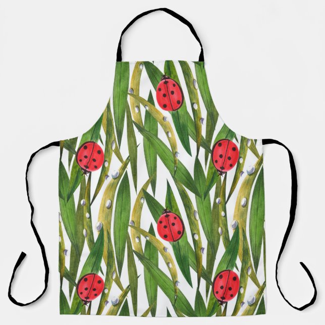 Watercolor seamless pattern with ladybugs. Against Apron (Front)