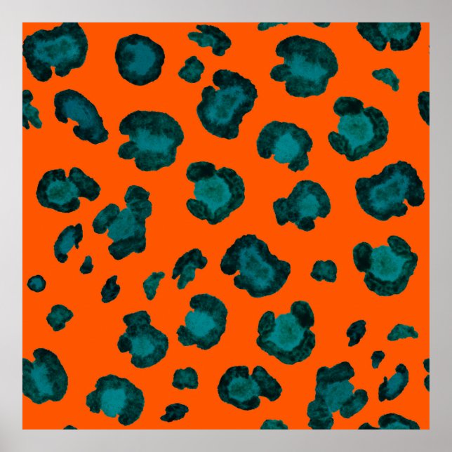 Watercolor seamless pattern with leopard skin. Fas Poster (Front)