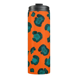 Watercolor seamless pattern with leopard skin. Fas Thermal Tumbler