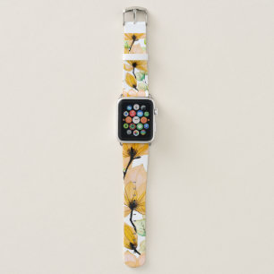 Watercolor seamless pattern with magnolia flowers  apple watch band