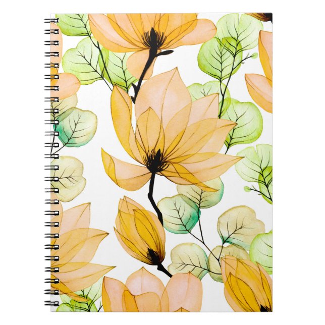 Watercolor seamless pattern with magnolia flowers  notebook (Front)