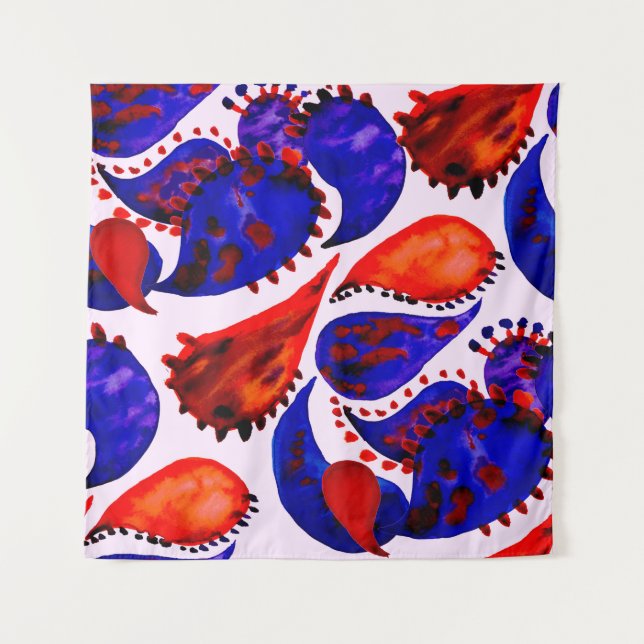 Watercolor seamless pattern with paisley. Abstract Tapestry (Front)