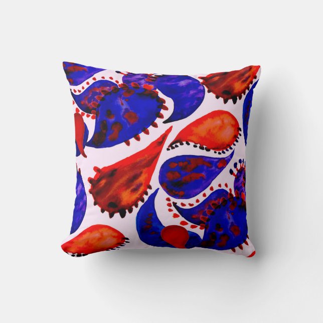 Watercolor seamless pattern with paisley. Abstract Throw Pillow (Front)
