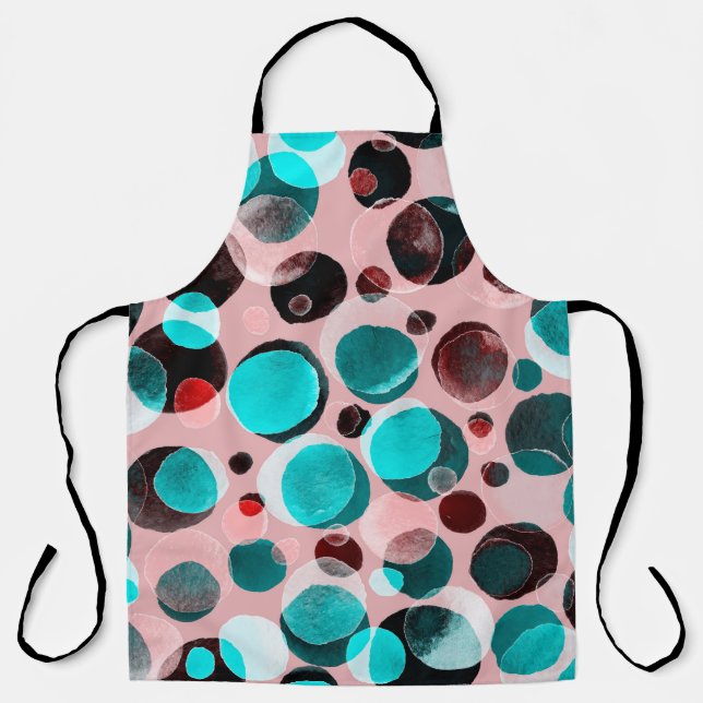 Watercolor seamless pattern with polka dots apron (Front)