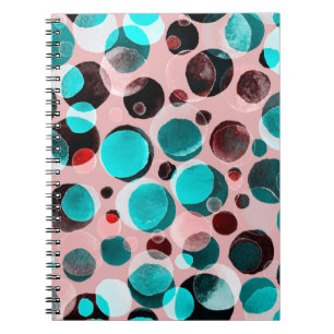 Watercolor seamless pattern with polka dots notebook