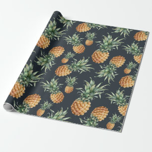 Watercolor seamless pattern with ripe pineapple. H Wrapping Paper