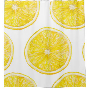 Watercolor seamless pattern with ripe slice of lem shower curtain