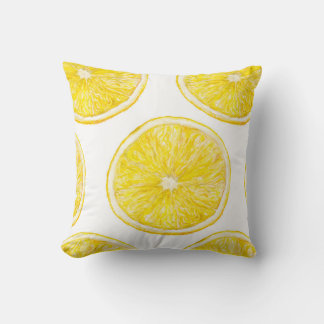 Watercolor seamless pattern with ripe slice of lem throw pillow