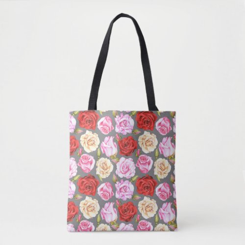 Watercolor seamless pattern with roses Seamless w Tote Bag