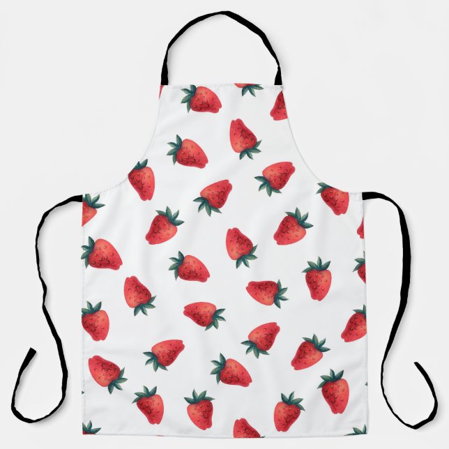 Watercolor seamless pattern with strawberries apron (Front)