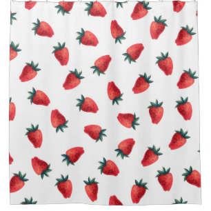 Watercolor seamless pattern with strawberries shower curtain