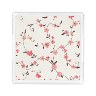 Watercolor seamless pattern with styled spring acrylic tray