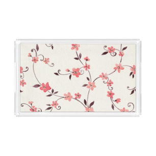 Watercolor seamless pattern with styled spring acrylic tray
