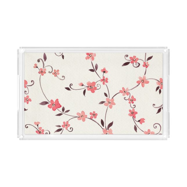 Watercolor seamless pattern with styled spring acrylic tray (Front)