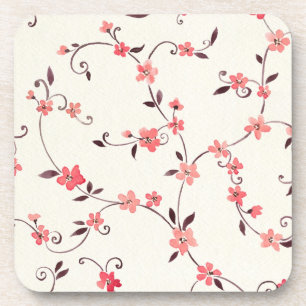 Watercolor seamless pattern with styled spring beverage coaster