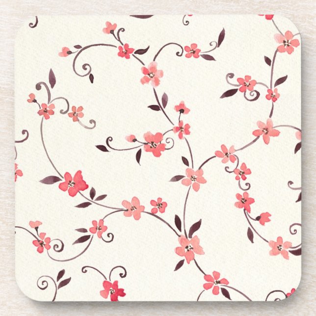 Watercolor seamless pattern with styled spring beverage coaster (Front)
