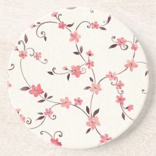 Watercolor seamless pattern with styled spring drink coaster