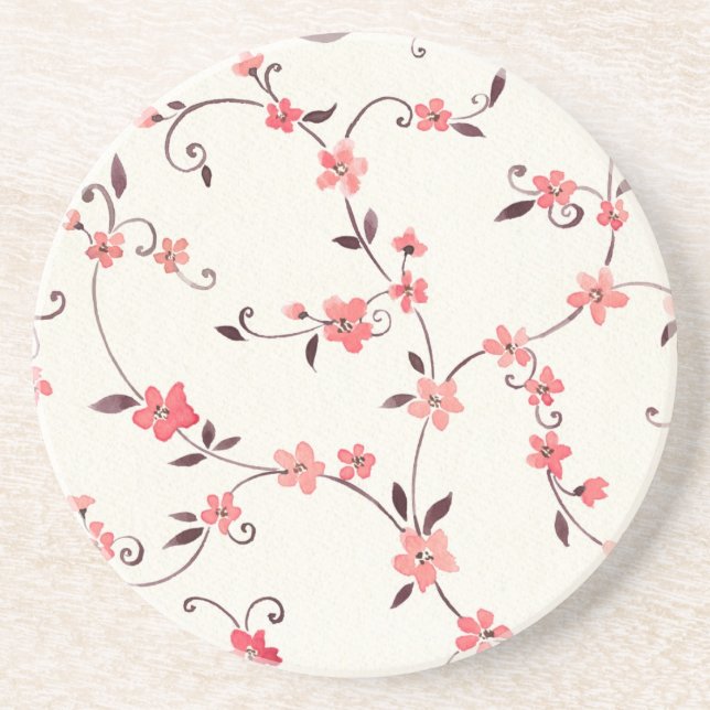Watercolor seamless pattern with styled spring drink coaster (Front)