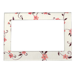 Watercolor seamless pattern with styled spring magnetic photo frame