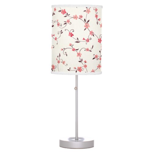 Watercolor seamless pattern with styled spring table lamp