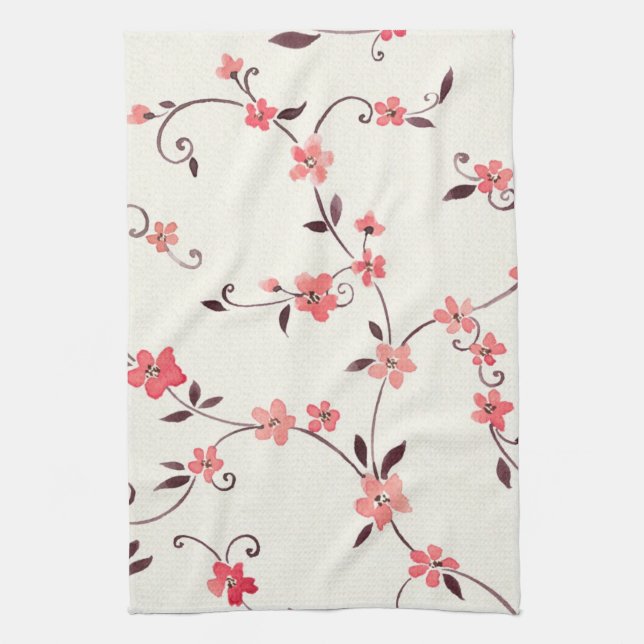Watercolor seamless pattern with styled spring towel (Vertical)