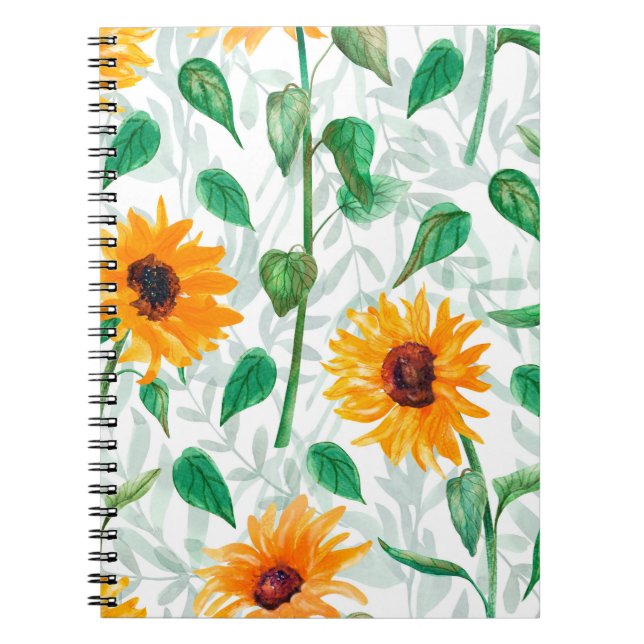 Watercolor seamless pattern with sunflowers notebook (Front)