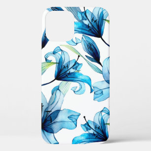 watercolor seamless pattern with transparent flowe iPhone 12 case