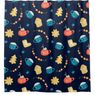Watercolor seamless pattern with Xmas gingerbreads Shower Curtain