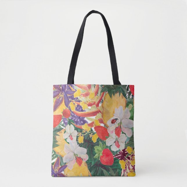 WAtercolor seamless tropical pattern with exotic f Tote Bag (Front)