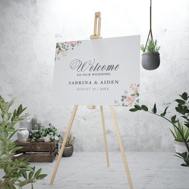 Watercolor Seamless Wild Flower Wedding Welcome Faux Canvas Print (Creator Uploaded)