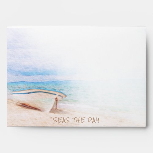 Watercolor Seas The Day Beached Fishing Boat Envelope