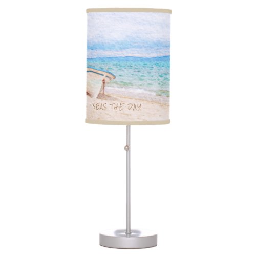 Watercolor Seas The Day Nautical Fishing Boat Table Lamp