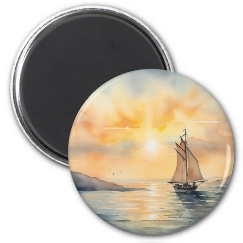 Watercolor Seascape Background  Magnet