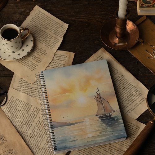 Watercolor Seascape Background  Notebook