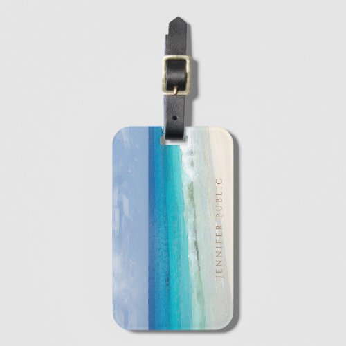 Watercolor Seascape Waves Elegant Modern Template Luggage Tag