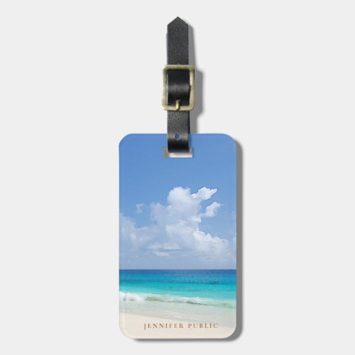 Watercolor Seascape Waves Sky Clouds Template Luggage Tag